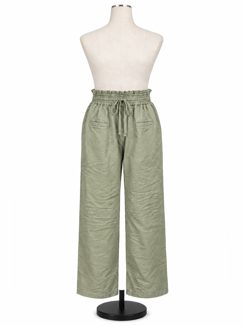 BlankNYC Sage Green Linen Blend Paperbag Waist Cargo Pants, Size Small